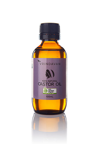 Castor Oil - Certified Organic - 100mL Glass Bottle - Hexane Free & Cold Pressed