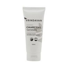 Load image into Gallery viewer, Vrindavan Natural Toothpaste with Activated Charcoal – Organic &amp; Vegan, 100mL