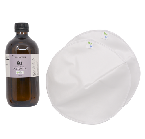 Organic Castor Oil 500mL & Breast Pads Combo