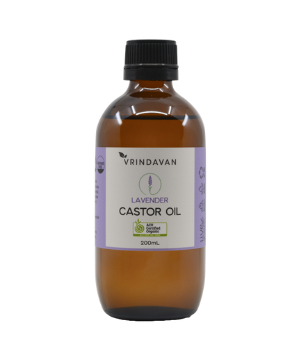 Lavender Castor Oil  Certified Organic - 200mL Glass