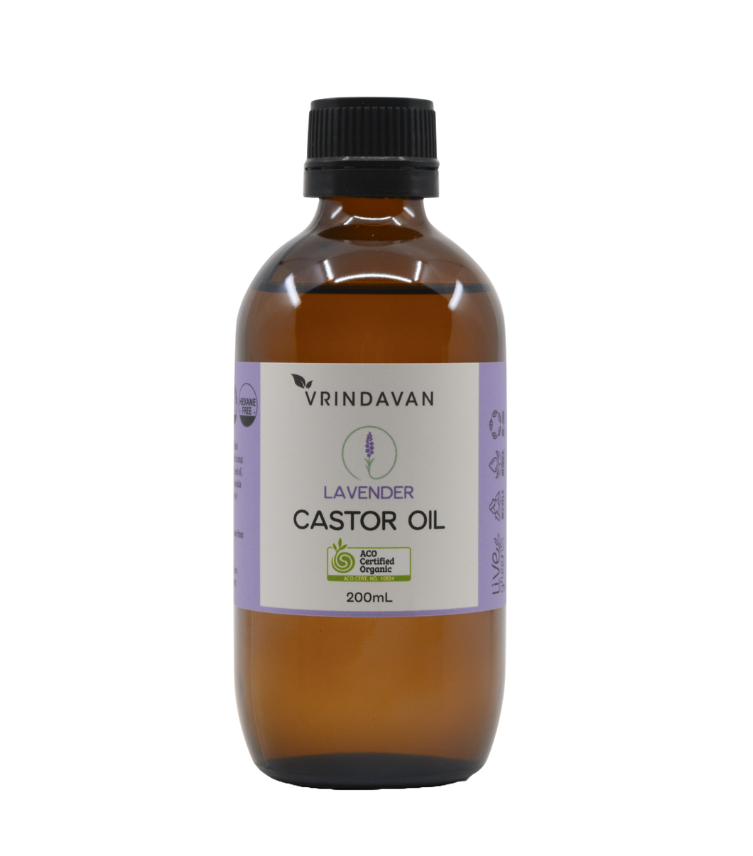 Lavender Castor Oil  Certified Organic - 200mL Glass