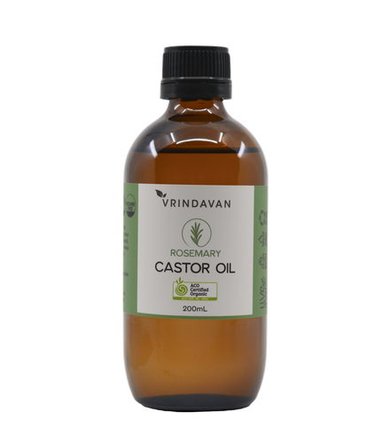 Rosemary Castor Oil  Certified Organic - 200mL Glass Bottle