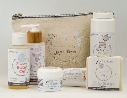 Vrindavan Natural Baby Product Set with Complimentary Baby Product Bag